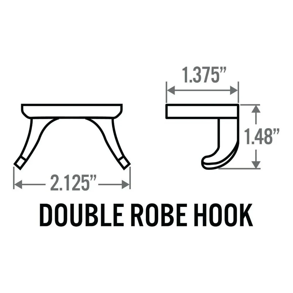 Double Robe Towel Hook Brushed Nickel Wall Mounted Hardware included